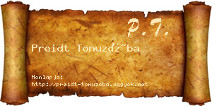 Preidt Tonuzóba névjegykártya